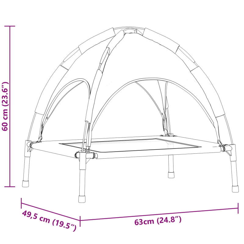 vidaXL Suņu gulta Sudrabaini pelēks 63 x 49,5 x 60 cm Tērauds