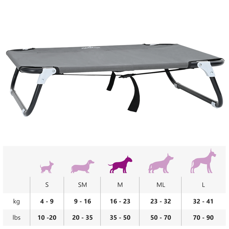 vidaXL Suņu gulta Gaiši pelēks 80 x 55 x 18 cm Tērauds