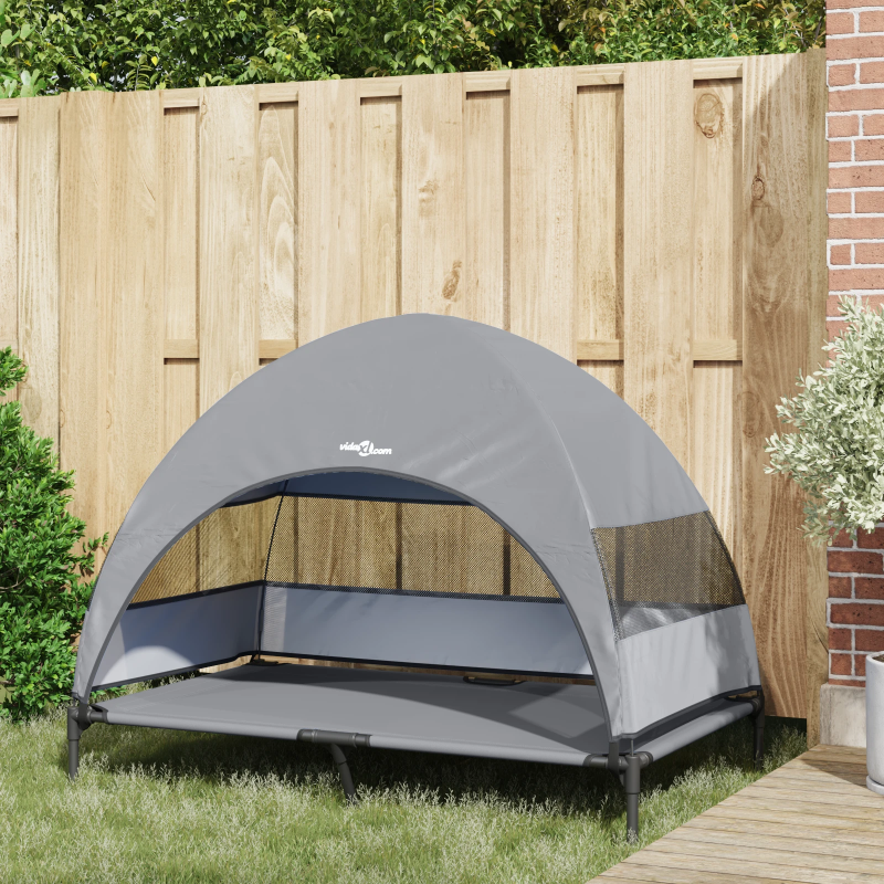 vidaXL Paaugstināta suņu gulta Gaiši pelēks 127 x 81 x 108 cm