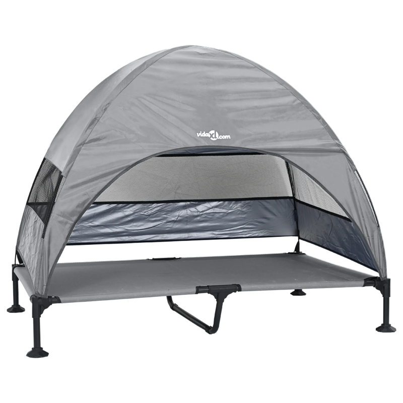 vidaXL Paaugstināta suņu gulta Gaiši pelēks 127 x 81 x 108 cm