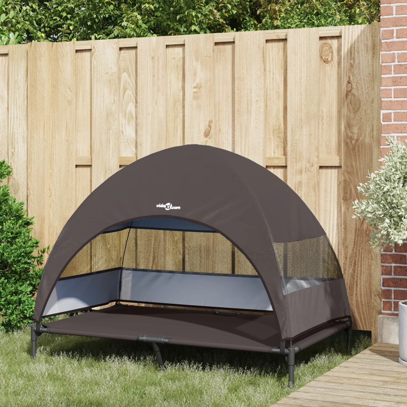 vidaXL Paaugstināta suņu gulta Brūna 127 x 81 x 108 cm