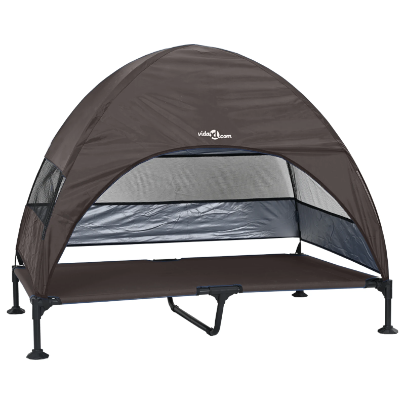 vidaXL Paaugstināta suņu gulta Brūna 127 x 81 x 108 cm