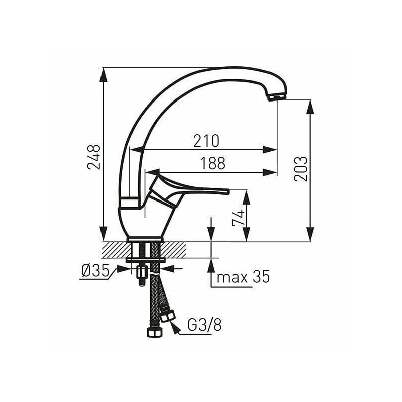 Virtuves jaucējkrāns Ferro Petite BPT4A, hroma krās.