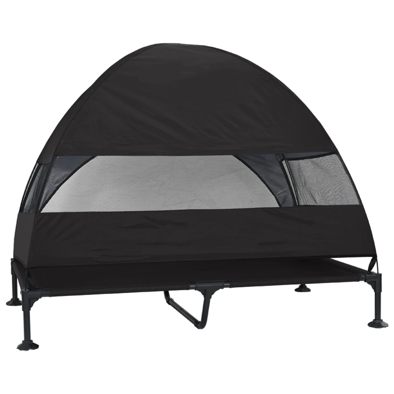 vidaXL Paaugstināta suņu gulta Melna 127 x 81 x 108 cm