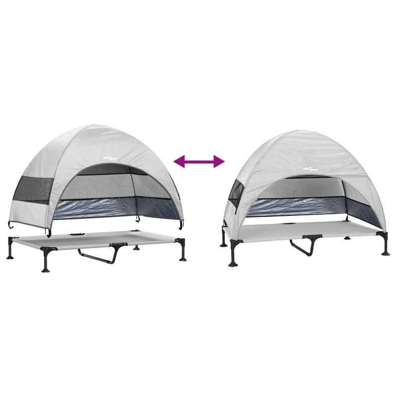 vidaXL Paaugstināta suņu gulta Sudrabaini pelēks 127 x 81 x 108 cm