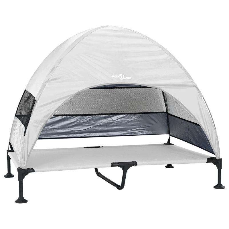 vidaXL Paaugstināta suņu gulta Sudrabaini pelēks 127 x 81 x 108 cm