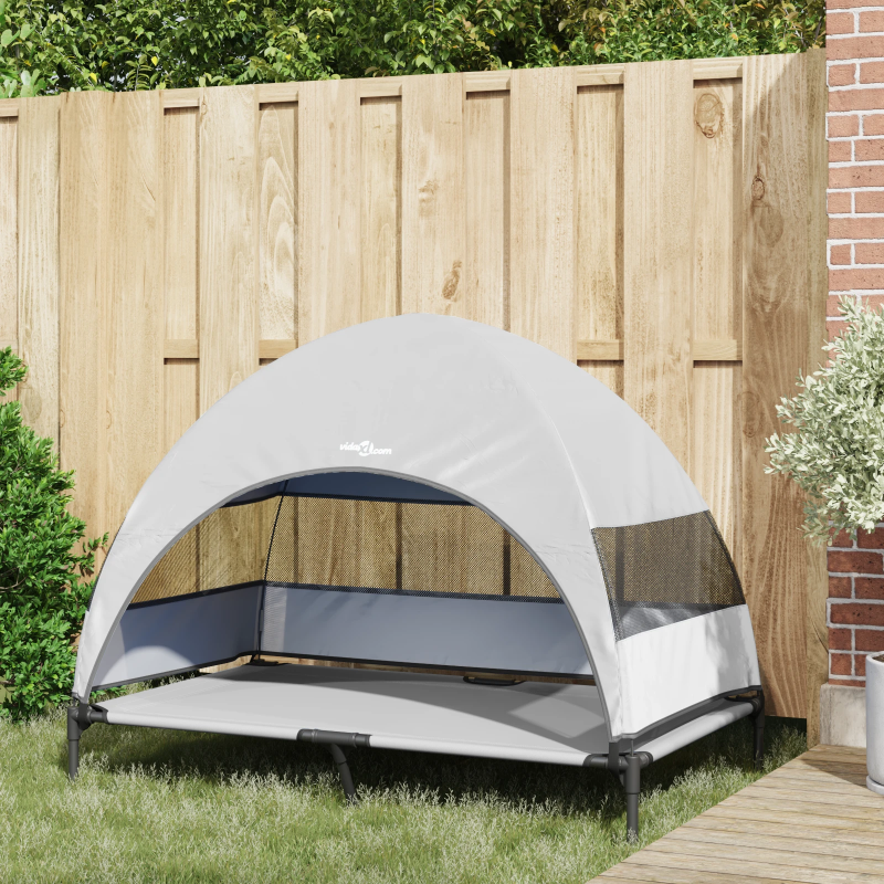 vidaXL Paaugstināta suņu gulta Sudrabaini pelēks 127 x 81 x 108 cm