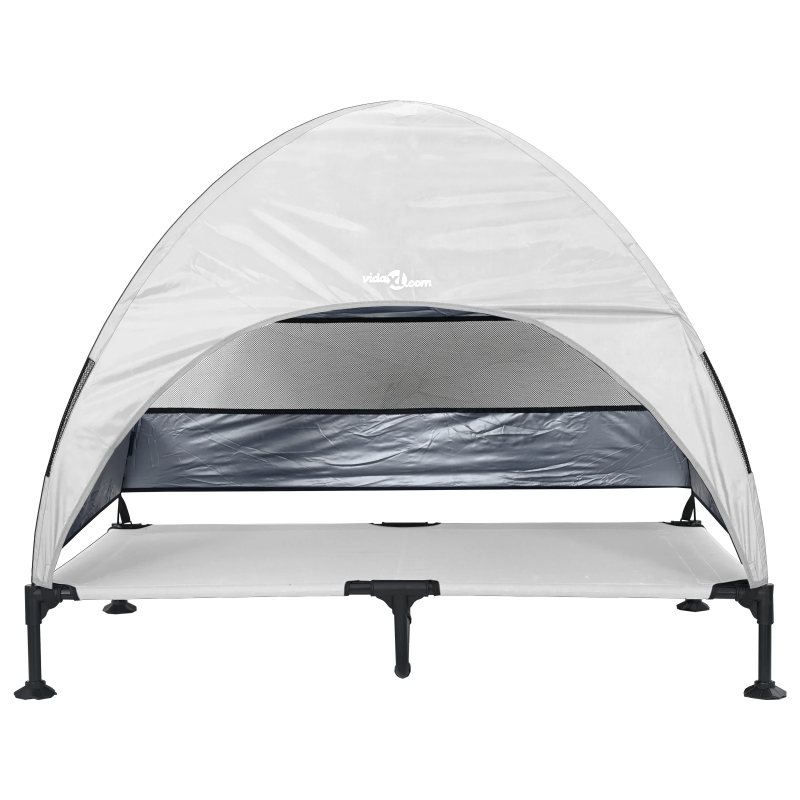 vidaXL Paaugstināta suņu gulta Sudrabaini pelēks 127 x 81 x 108 cm