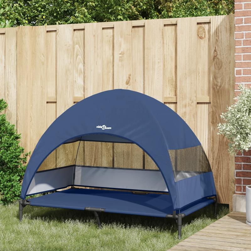 vidaXL Paaugstināta suņu gulta Tums zils 127 x 81 x 108 cm