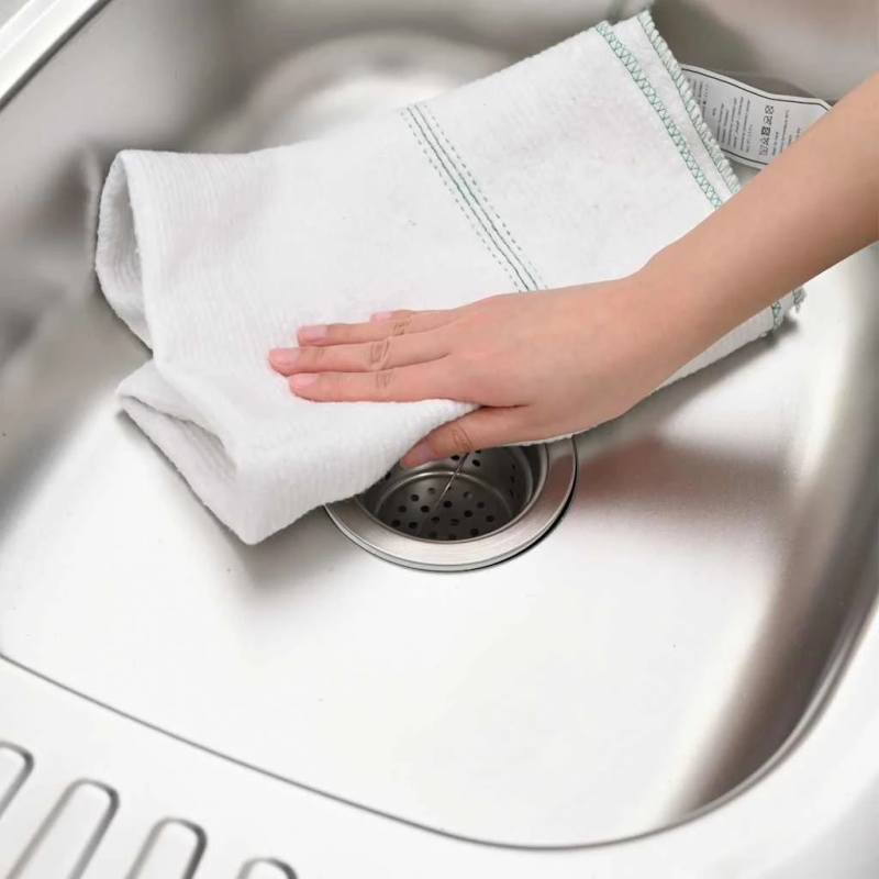 vidaXL tīrīšanas lupatiņas, 5 gab., baltas ar zaļām svītrām, 50x60 cm