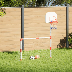 vidaXL Bērnu futbola un basketbola komplekts ar bumbām 98x50x70 cm