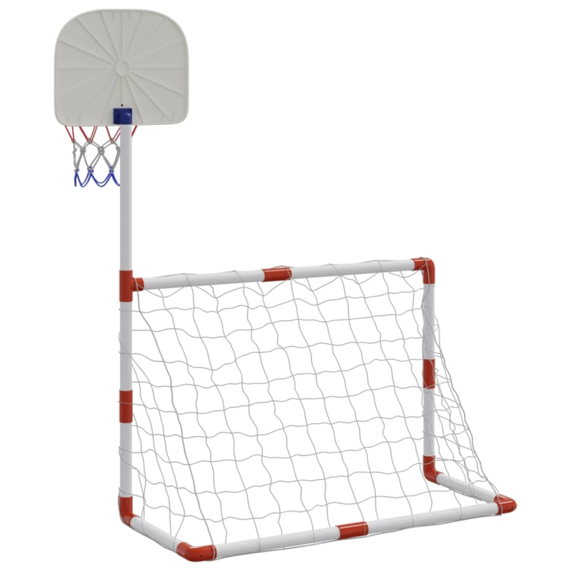 vidaXL Bērnu futbola un basketbola komplekts ar bumbām 98x50x70 cm
