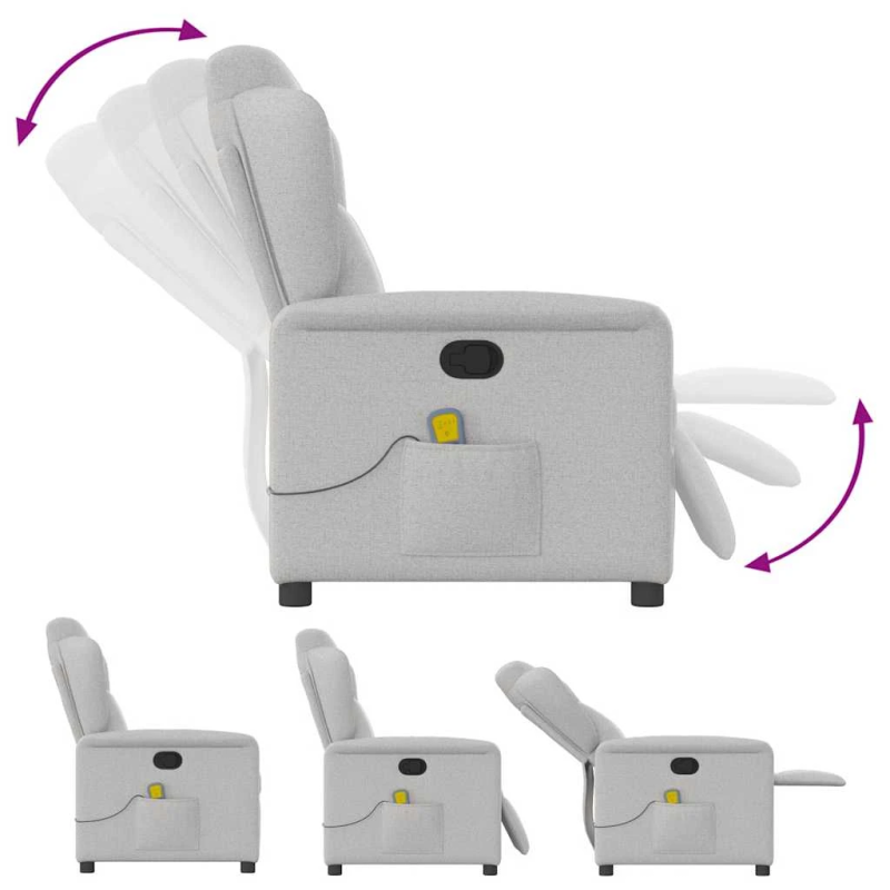 vidaXL masāžas krēsls, mākonis pelēks audums