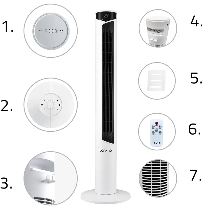 Lovio LVTF101N24C-WH Tower Fan AirWave White