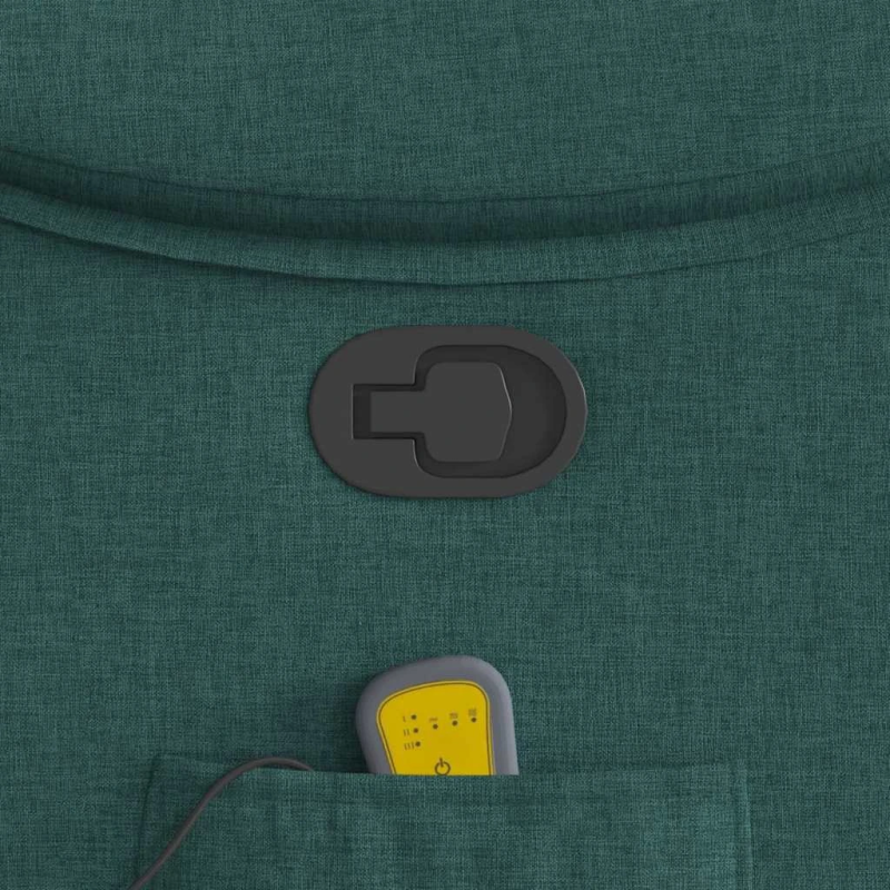 vidaXL masāžas krēsls, atgāžams, tumši zaļš audums