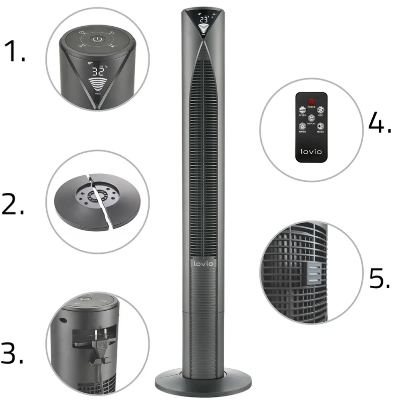 Lovio LVTF202Y24C-TI Tower Fan AirWave PRO Titan