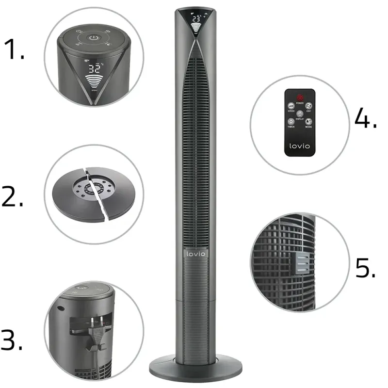 Lovio LVTF202Y24C-TI Tower Fan AirWave PRO Titan