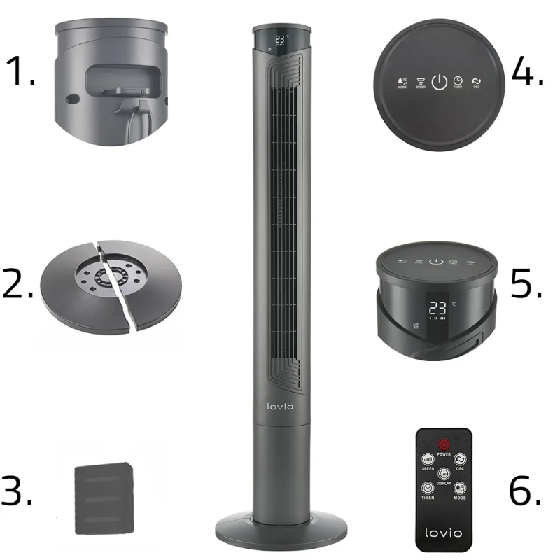 Lovio LVTF101N24C-TI Tower Fan AirWave Titan