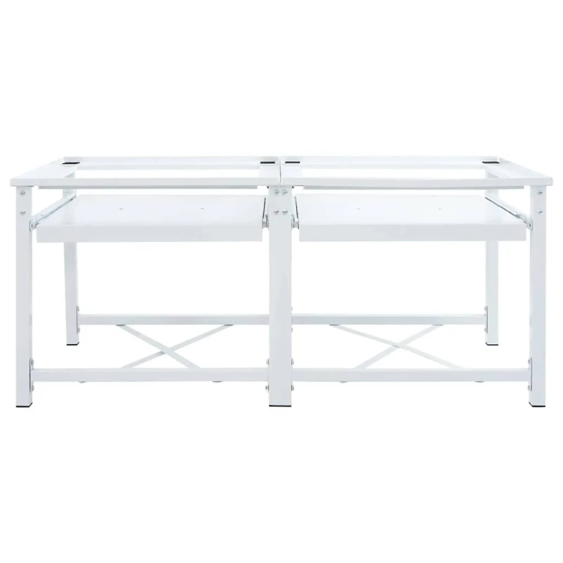 vidaXL veļasmašīnas statīvs ar izvelkamu plauktiem, balts