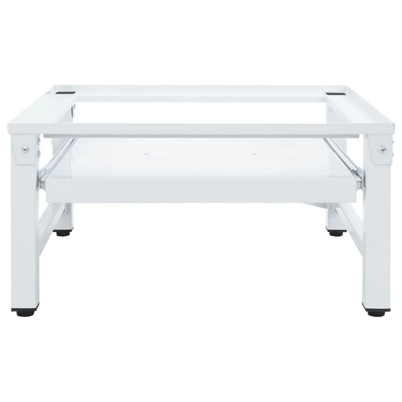 vidaXL veļasmašīnas statīvs ar izvelkamu plauktu, balts