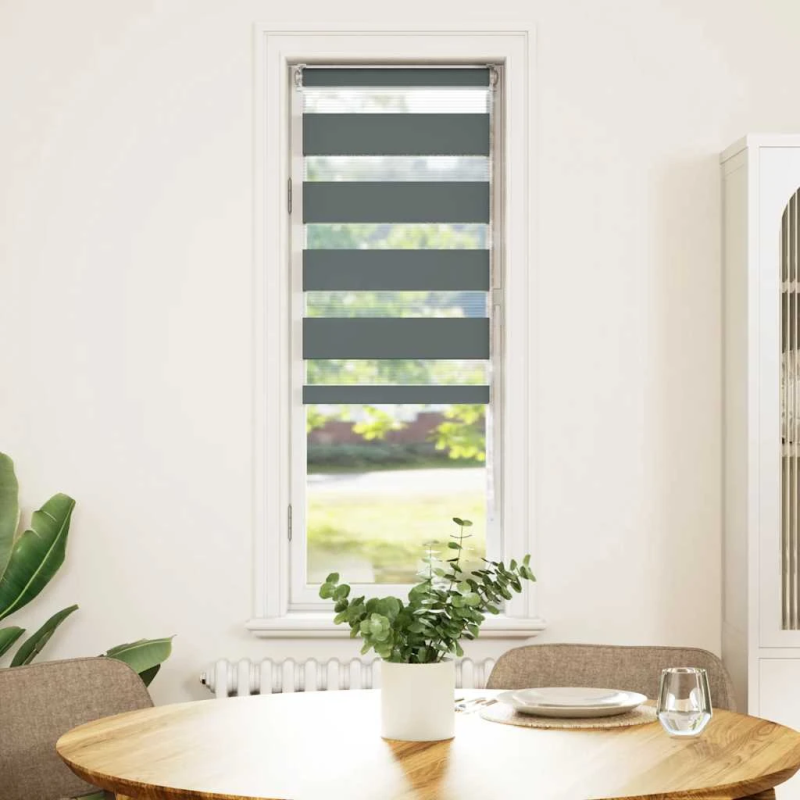 vidaXL Zebra žalūzija tumši pelēka 40x100 cm auduma platums