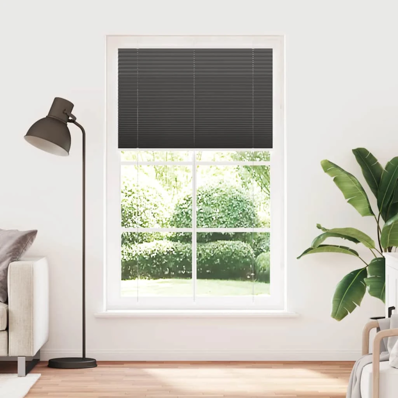 vidaXL kroku žalūzija melna 115x200 cm auduma platums 114,4 cm