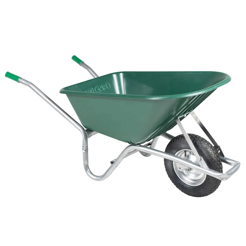 vidaXL Wheelbarrow Green 90 L 150 kg cinkots tērauds un plastmasa