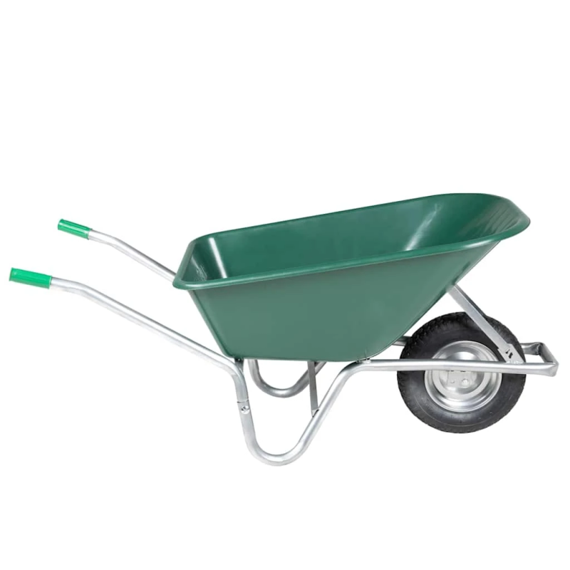 vidaXL Wheelbarrow Green 90 L 150 kg cinkots tērauds un plastmasa