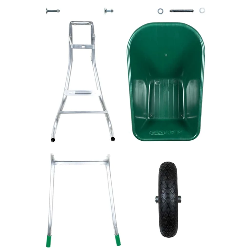 vidaXL Wheelbarrow Green 90 L 150 kg cinkots tērauds un plastmasa
