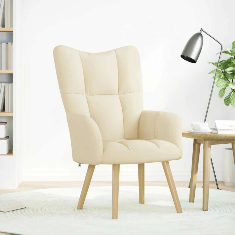 vidaXL atpūtas krēsls, krēmkrāsas audums