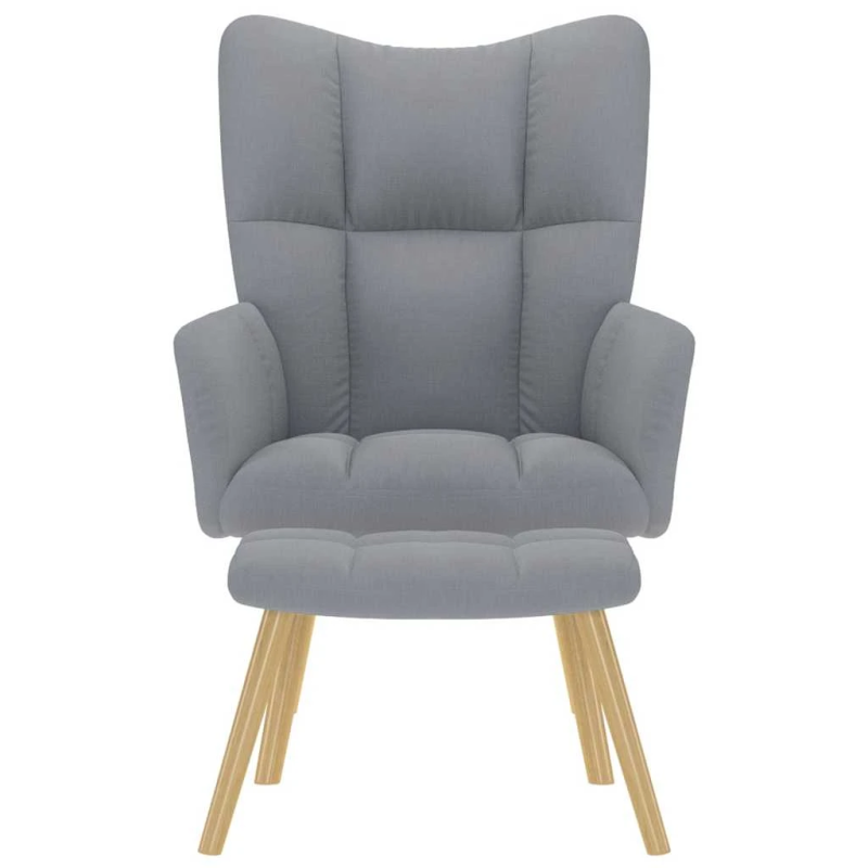 vidaXL atpūtas krēsls ar kājsoliņu, atgāžams, gaiši pelēks audums