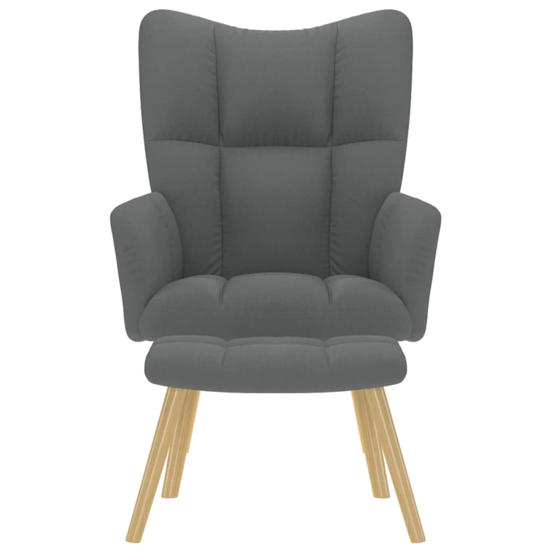 vidaXL atpūtas krēsls ar kājsoliņu, tumši pelēks audums