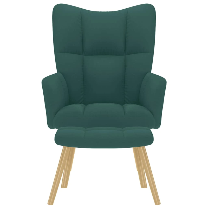 vidaXL atpūtas krēsls ar kājsoliņu, tumši zaļš audums