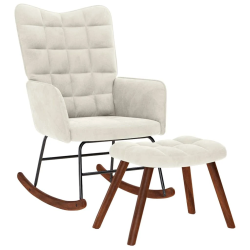 vidaXL šūpuļkrēsls ar tabureti, krēmkrāsas samts