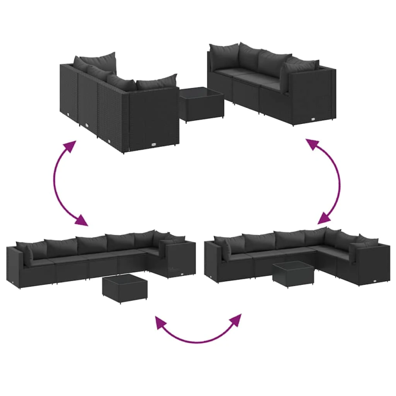 vidaXL 7-daļīgs dārza mēbeļu komplekts ar matračiem, PE rotangpalma