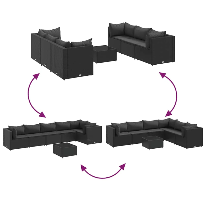 vidaXL 7-daļīgs dārza mēbeļu komplekts ar matračiem, PE rotangpalma