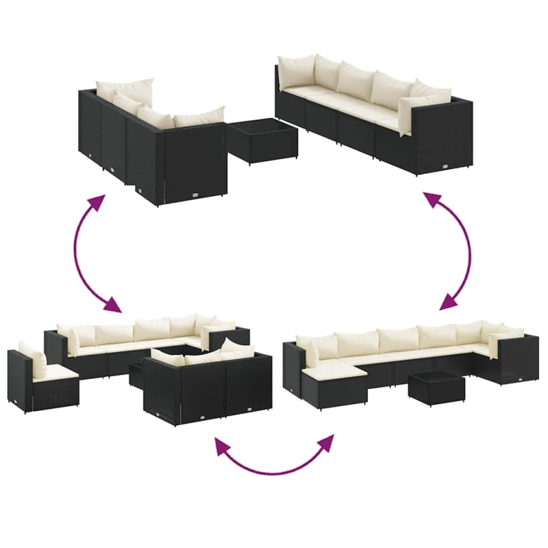 vidaXL 8-daļīgs dārza mēbeļu komplekts ar matračiem, PE rotangpalma