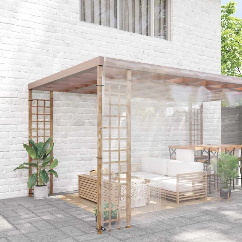 vidaXL Caurspīdīgs brezents ar cilpām 8x8 m PVC