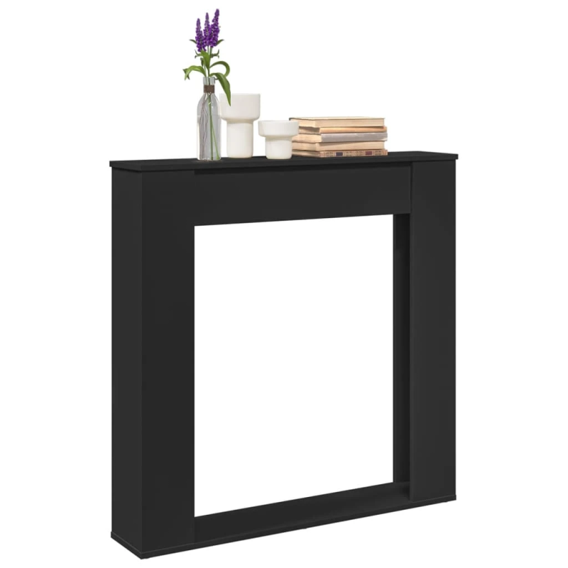 vidaXL kamīna apmale, melna, 100x20x100 cm, konstruēts koks