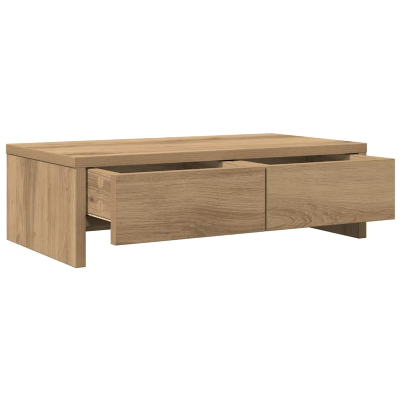 vidaXL monitora statīvs ar atvilktnēm, koka krāsa, 50x27x15 cm