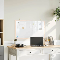 vidaXL magnētiskā baltā tāfele ar masīvkoka rāmi, 100x55 cm