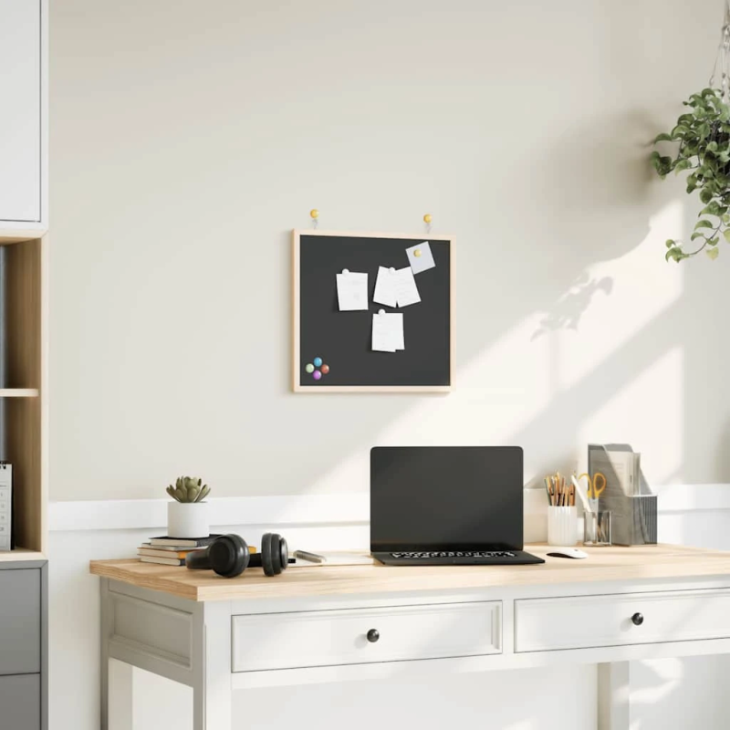 vidaXL tāfele ar masīvkoka priedes rāmi, melns 40x40 cm