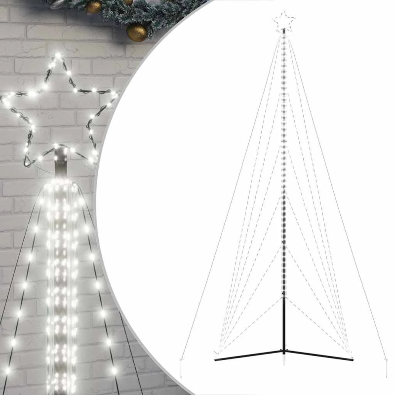 vidaXL LED Ziemassvētku eglīte 861 LED Auksti Balts 478 cm