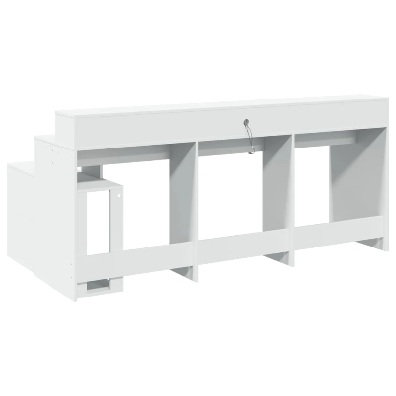 vidaXL rakstāmgalds, LED, balts, 200x104x91 cm, inženierijas koks