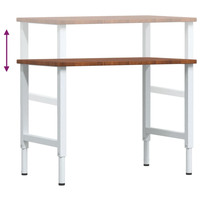 vidaXL darbagalds, 100x60x,71,5-98,cm, ozola masīvkoks, taisnstūra