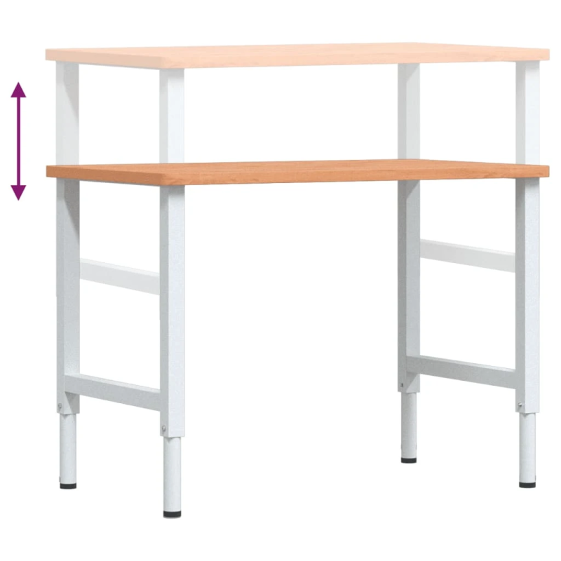 vidaXL darbagalds, 100x60x,71,5-98, cm, ozola masīvkoks, taisnstūra