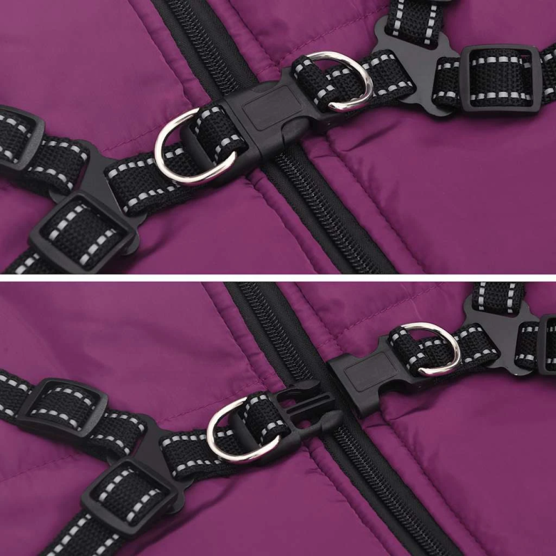 vidaXL suņu mētelis ar iejūgu ūdensizturīgs atstarojošs violets L68