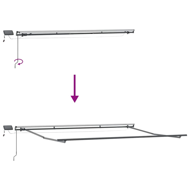 vidaXL manuāli izvelkama nojume ar LED, pelēka un balta, 400x300 cm