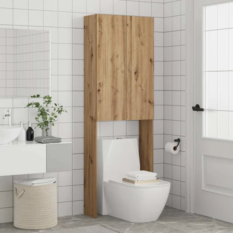 vidaXL veļasmašīnas skapītis, koka krāsa, 64x25,5x190 cm