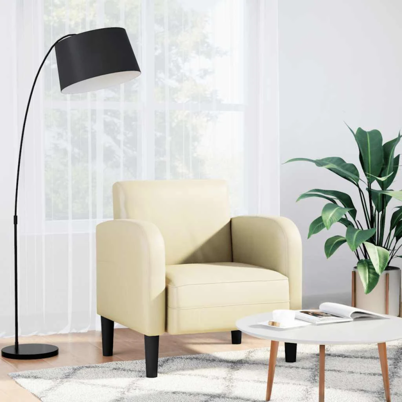 vidaXL Sofos kėdė su porankiais, kreminė, 54cm, dirbtinė oda